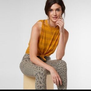 Free People Cold Shoulder Twist Orange Striped Tank Top